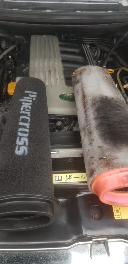Pipercross air filter upgrade on TD6 L322 Range Rover at Tuning Emporium